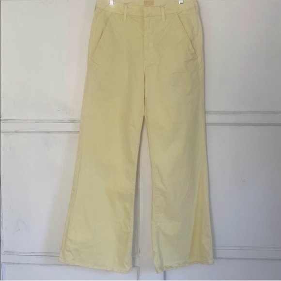 MOTHER  “The Roller Prep” Wide Leg Pants in butter yellow color “Killing Time” - Picture 2 of 11